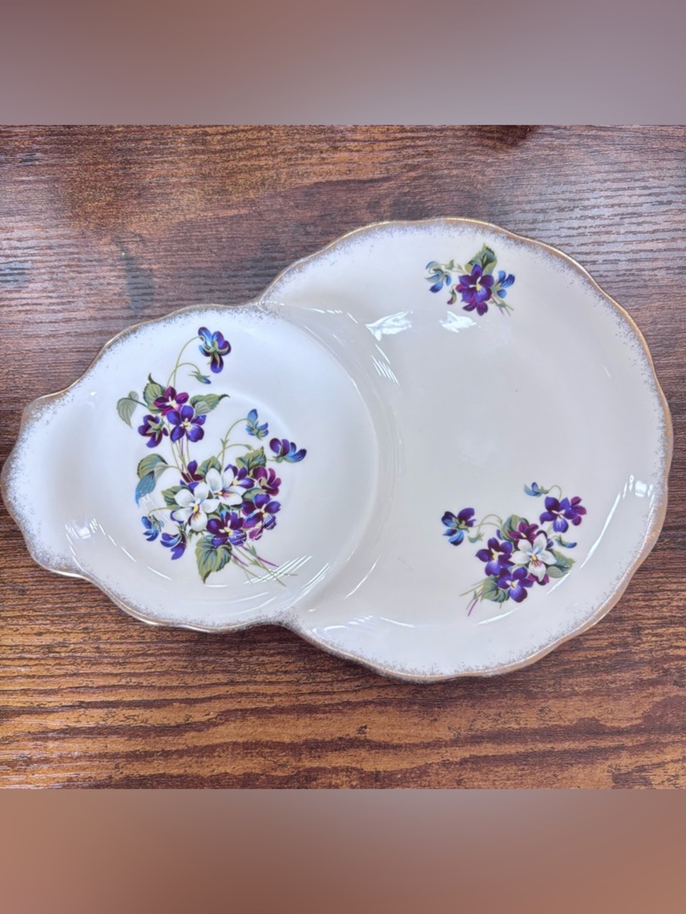 Vintage Royal Albert “ Violets For Love” snack plate.